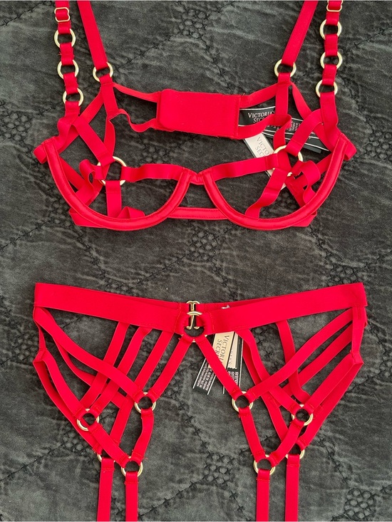 Victoria's Secret Other - Victoria’s Secret Very Sexy Unlined Strappy Balconette Bra Cage Ring 2 Piece Set